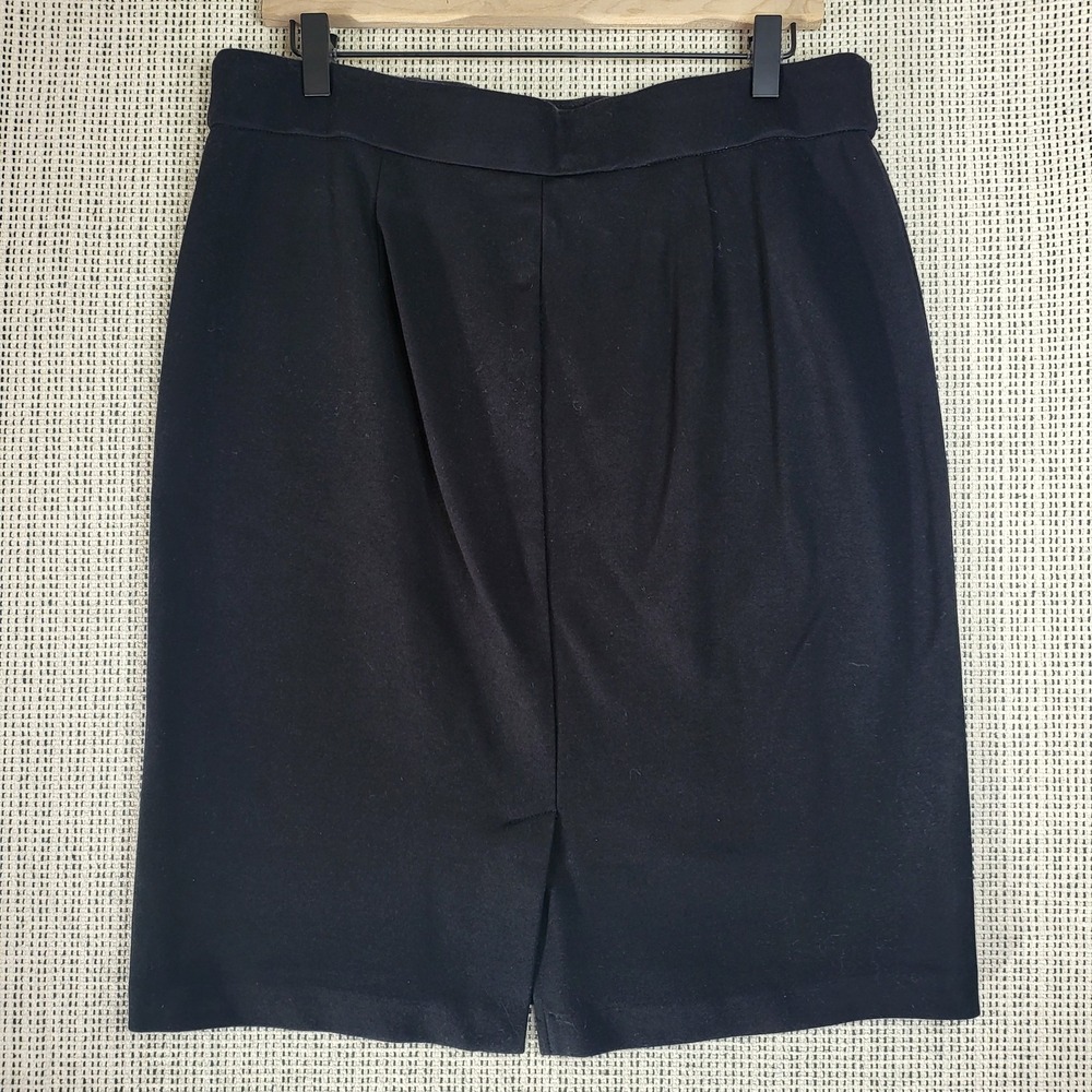 Anne Klein Skirt Womens Size 12 Black Knee Length Pencil Gold Button Classic